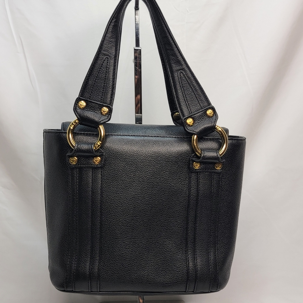 MCM Black Leather Munchen‎ Studded Satchel Tote Bag - Picture 5 of 13